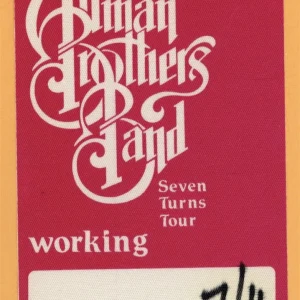 Allman Brothers 1990 Seven Turns Concert Tour WORKING Backstage Pass