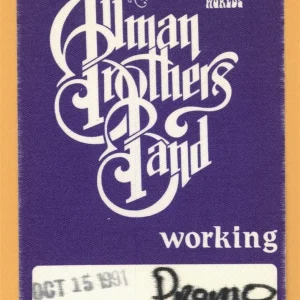 Allman Brothers 1991 Shades of the Worlds Concert Tour WORKING Backstage Pass
