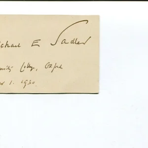 Sir Michael Ernest Sadler Author Historian Educator Signed Autograph