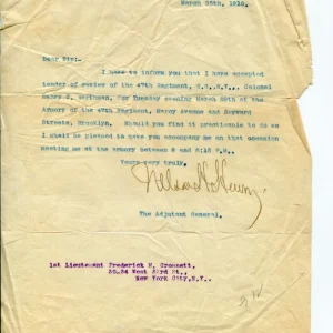 General Nelson H. Henry Adjutant-General NY New York 1910 Signed Autograph TSL