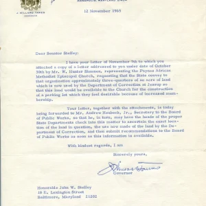 J Millard Tawes Governor of Maryland Signed Autograph TSL