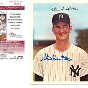 STEVE HAMILTON NEW YORK YANKEES AUTOGRAPHED DEXTER PRESS POSTCARD W/JSA CERT.