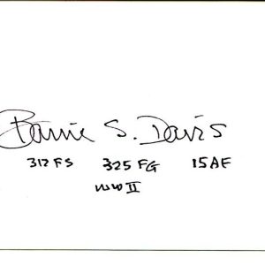 Col Barrie Davis WWII War Fighter Ace 325th Fighter Group Signed Autograph