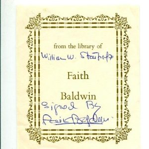Faith Baldwin Famous Author Signed Autograph Bookplate