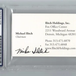 MIKE ILITCH SIGNED ILITCH HOLDINGS BUSINESS CARD PSA/DNA DETROIT RED WINGS
