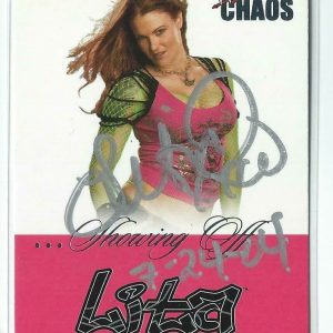 Lita Signed 2004 Fleer WWE Chaos Showing Off Card #1
