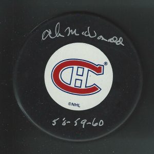 Ab McDonald Signed Montreal Canadiens Puck
