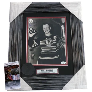 Bill Mosienko Signed Framed Blackhawks Fastest Hat Trick 8x10 Photo JSA COA