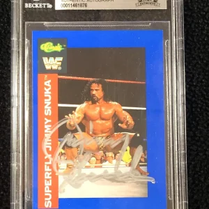 Jimmy Superfly Snuka Signed 1991 Classic WWF Card #95 Beckett Certified