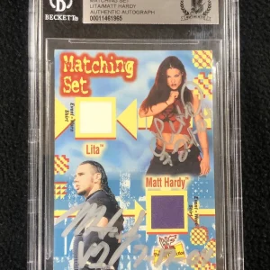 Matt Hardy & Lita Signed Fleer WWF Diva Collection Shirt Card Beckett Certified