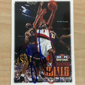 BONZI WELLS PORTLAND TRAIL BLAZERS SIGNED 99-00 NBA HOOPS CARD #106 W/COA