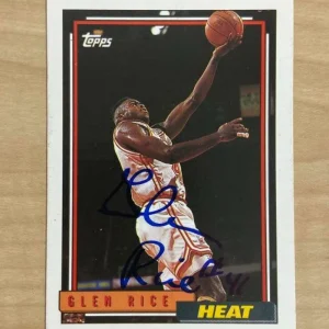 GLEN RICE MIAMI HEAT SIGNED AUTOGRAPHED 92-93 TOPPS CARD #77 W/COA