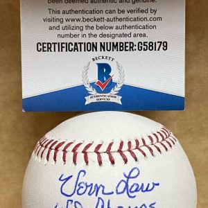 VERN LAW WS CHAMPS PIRATES SIGNED AUTOGRAPHED M.L. BASEBALL BECKETT G58179