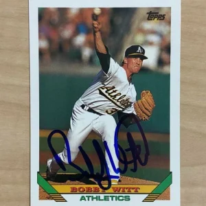 BOBBY WITT OAKLAND ATHLETICS SIGNED AUTOGRAPHED 1993 TOPPS CARD #398 W/COA