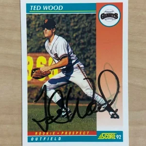 TED WOOD SAN FRANCISCO GIANTS SIGNED AUTOGRAPHED 1992 SCORE CARD #768 W/COA