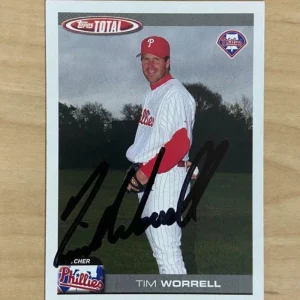 TIM WORRELL PHILADELPHIA PHILLIES SIGNED 2004 TOPPS TOTAL CARD #554 W/COA