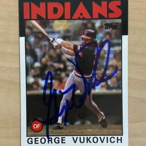 GEORGE VUKOVICH CLEVELAND INDIANS SIGNED AUTOGRAPHED 1986 TOPPS CARD #483 W/COA