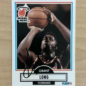 GRANT LONG MIAMI HEAT SIGNED AUTOGRAPHED 90-91 FLEER CARD #100 W/COA