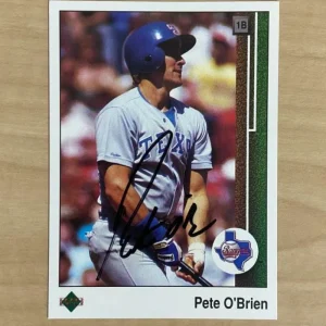 PETE OBRIEN TEXAS RANGERS SIGNED AUTOGRAPHED 1989 UPPER DECK CARD #54 W/COA