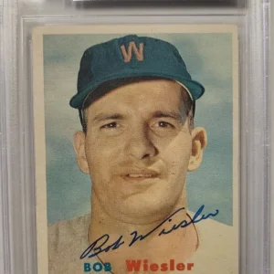 1957 TOPPS BOB WIESLER #126 SENATORS AUTHENTIC AUTO CERTIFIED BECKETT CARD