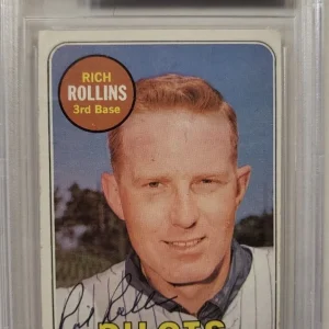 1969 TOPPS RICH ROLLINS #451 PILOTS AUTHENTIC AUTO CERTIFIED BECKETT CARD