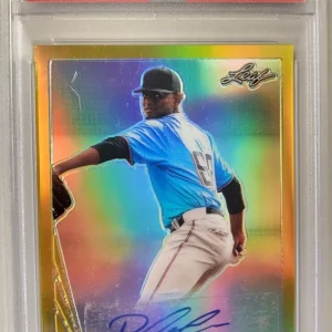 2020 LEAF METAL DRAFT EDWARD CABRERA 1990 LEAF AUTO MARLINS NM-MT PSA 8 1/1