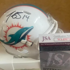 TRENT SHEFIELD MIAMI DOLPHINS SIGNED AUTO SPEED MINI HELMET JSA WA499729