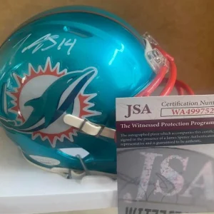 TRENT SHERFIELD MIAMI DOLPHINS SIGNED FLASH MINI HELMET JSA WA499752