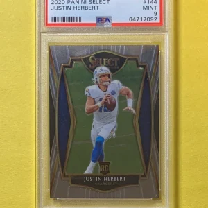 2020 PANINI SELECT JUSTIN HERBERT ROOKIE PREMIER LEVEL PSA MINT 9 #144 CHARGERS