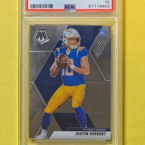 2020 PANINI MOSAIC JUSTIN HERBERT ROOKIE CARD #204 PSA GEM MINT 10 CHARGERS