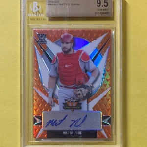 2021 LEAF VALIANT MAT NELSON ORANGE AUTO /99 #BAMN1 BGS GEM MINT 9.5 10 REDS