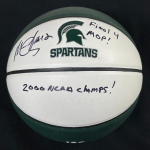 Mateen Cleaves Signed & Dual Inscribed Michigan State Logo Spartans Basketball