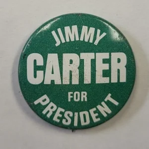 VINTAGE JIMMY CARTER FOR PRESIDENT GREEN BUTTON PIN RARE