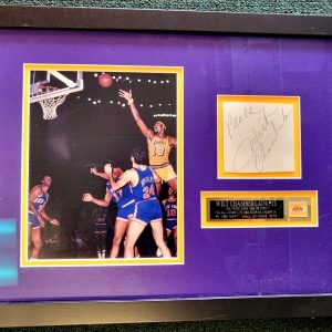 WILT CHAMBERLAIN LAKERS SIGNED AUTOGRAPHED CUT MATTED & FRAMED BEAUTIFUL