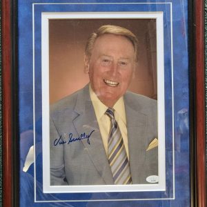 VIN SCULLY DODGERS SIGNED AUTOGRAPHED 8X10 PHOTO MATTED FRAMED JSA COA RARE