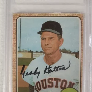 1968 TOPPS GRADY HATTON HOUSTON ASTROS SIGNED AUTOGRAPHED AUTO #392 CARD HAALOA