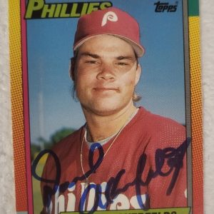 1990 TOPPS DARREL AKERFELDS PHILADELPHIA PHILLIES SIGNED AUTO CARD #1T COA