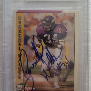 1991 PACIFIC HERSCHEL WALKER MINNESOTA VIKINGS SIGNED AUTO #299 CARD BECKETT