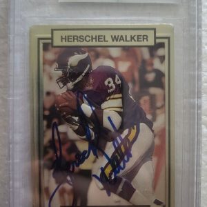 1990 ACTION PACKED HERSCHEL WALKER MINNESOTA VIKINGS SIGNED #158 CARD BECKETT