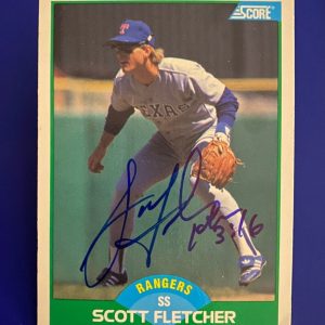 1989 SCORE SCOTT FLETCHER TEXAS RANGERS SIGNED AUTOGRAPHED CARD #78 W/COA