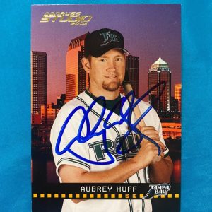 2004 DONRUSS STUDIO AUBREY HUFF TB RAYS SIGNED AUTOGRAPHED CARD #185 W/COA