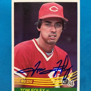 1984 DONRUSS TOM FOLEY CINCINNATI REDS AUTOGRAPHED SIGNED CARD #81 W/COA
