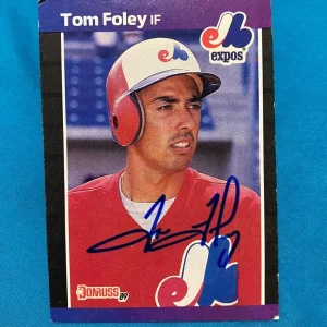 1989 DONRUSS TOM FOLEY MONTREAL EXPOS AUTOGRAPHED AUTO SIGNED CARD #342 W/COA