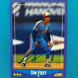 1988 SCORE TOM FOLEY MONTREAL EXPOS AUTOGRAPHED AUTO SIGNED CARD #159 W/COA