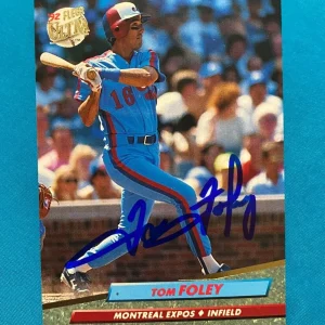1992 FLEER ULTRA TOM FOLEY MONTREAL EXPOS AUTOGRAPH AUTO SIGNED CARD #221 W/COA