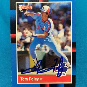 1988 DONRUSS TOM FOLEY MONTREAL EXPOS AUTOGRAPHED AUTO SIGNED CARD #303 W/COA *