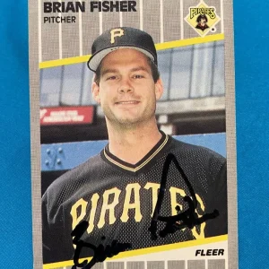 1989 FLEER BRIAN FISHER PITTSBURGH PIRATES AUTOGRAPHED SIGNED CARD #209 W/COA