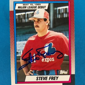 1990 TOPPS STEVE FREY MONTREAL EXPOS AUTOGRAPHED SIGNED CARD #40 W/COA