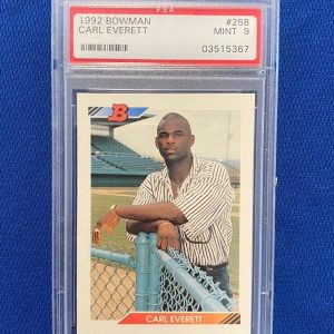 1992 BOWMAN CARL EVERETT YANKEES RC ROOKIE CARD #258 PSA 9 MINT