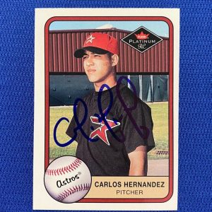 2001 FLEER PLATINUM CARLOS HERNANDEZ ASTROS SIGNED AUTO AUTOGRAPH CARD #343 COA